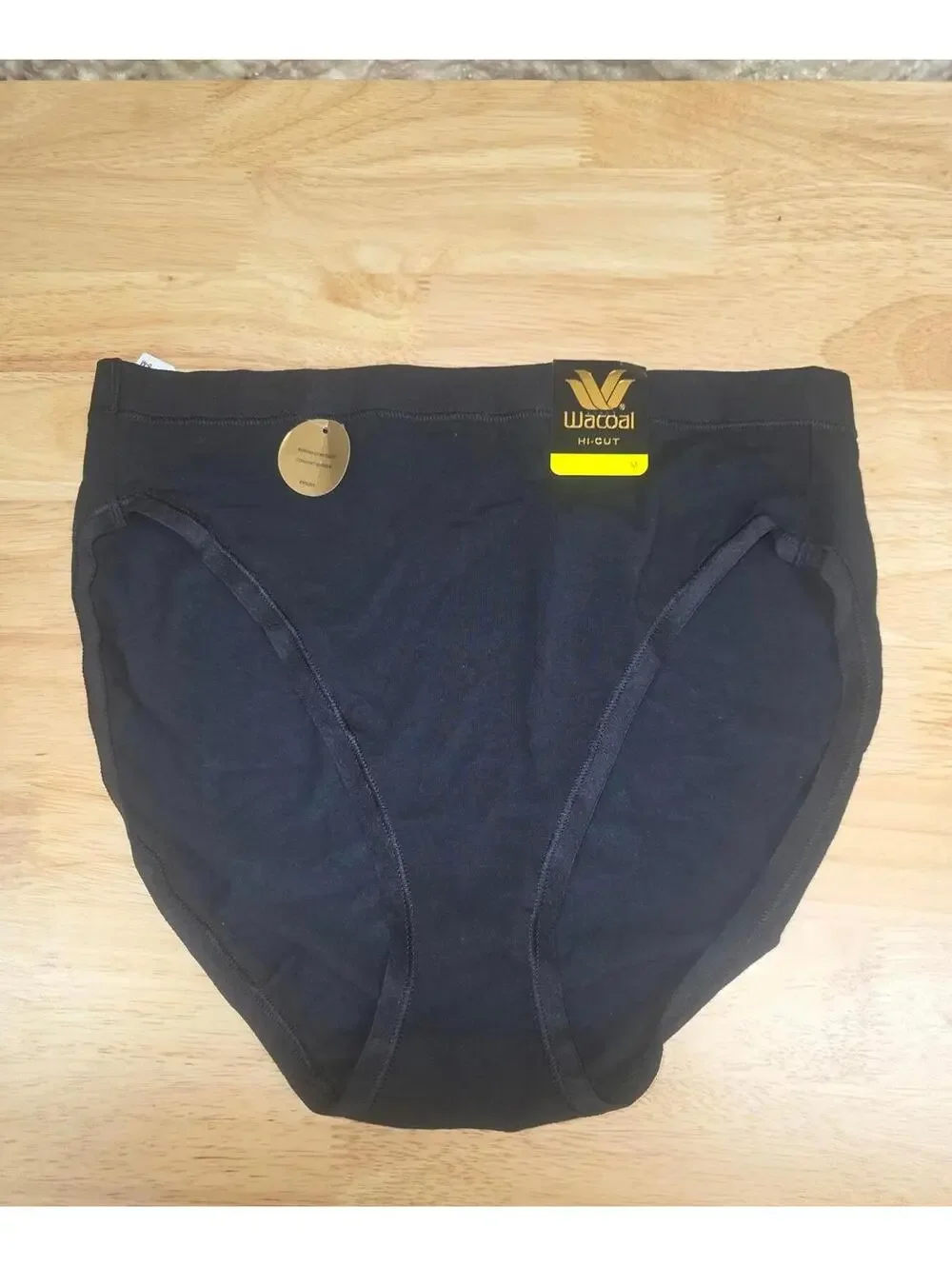 WACOAL UNDERSTATED COTTON HI‑CUT BRIEF BLACK SIZE MEDIUM